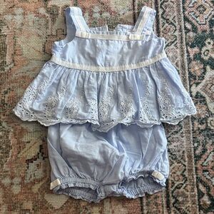 Janie and Jack Light Blue Eyelet Two-Piece Set